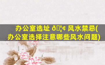 办公室选址 🦢 风水禁忌(办公室选择注意哪些风水问题)